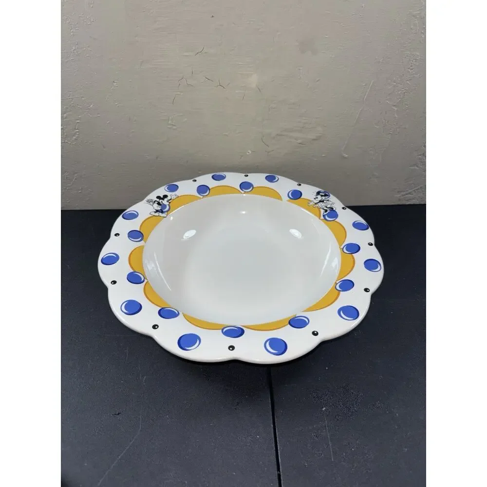 2 Vtg Pfaltzgraff Disney Mickey & Co. Mini Mouse Rimmed Soup Bowl Scalloped Edge